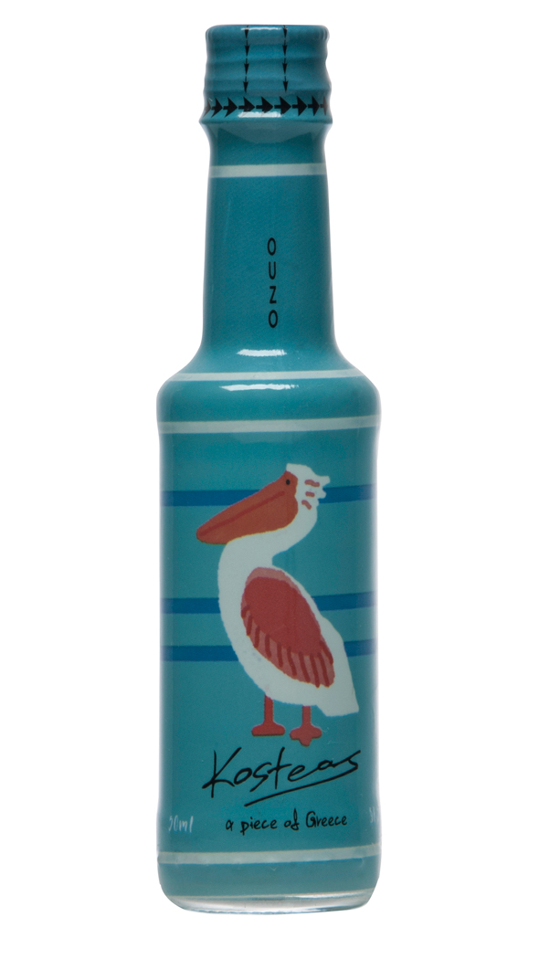 Ouzo verschiedene Motive (Pelikan) 37,5% Kosteas 50mL