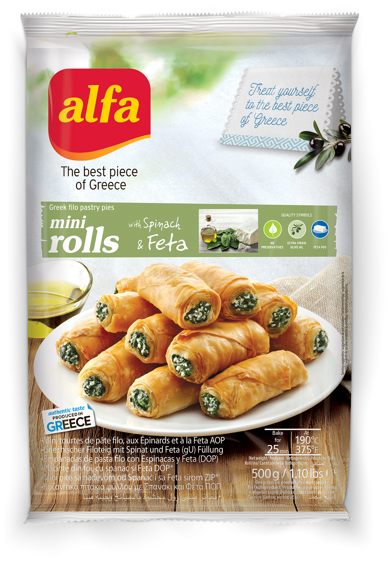 Mini Blätterteig rollform mit Spinat und Schafskäse Alfa 500g