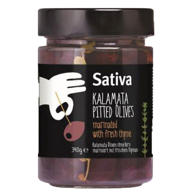 Kalamata Oliven entsteint, mariniert mit frischem Thymian Sativa 340g