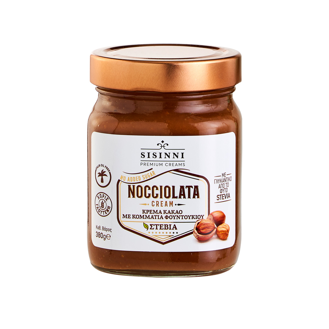 Nuss-Nougat-Aufstrich Nocciolata mit Haselnuss und Stevia Sisinni 380g