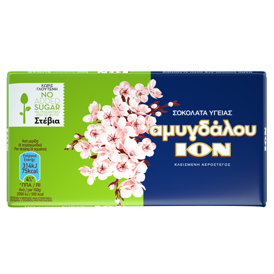 Dark Mandelnschokolade Glutenfrei mit Stevia ION 60g