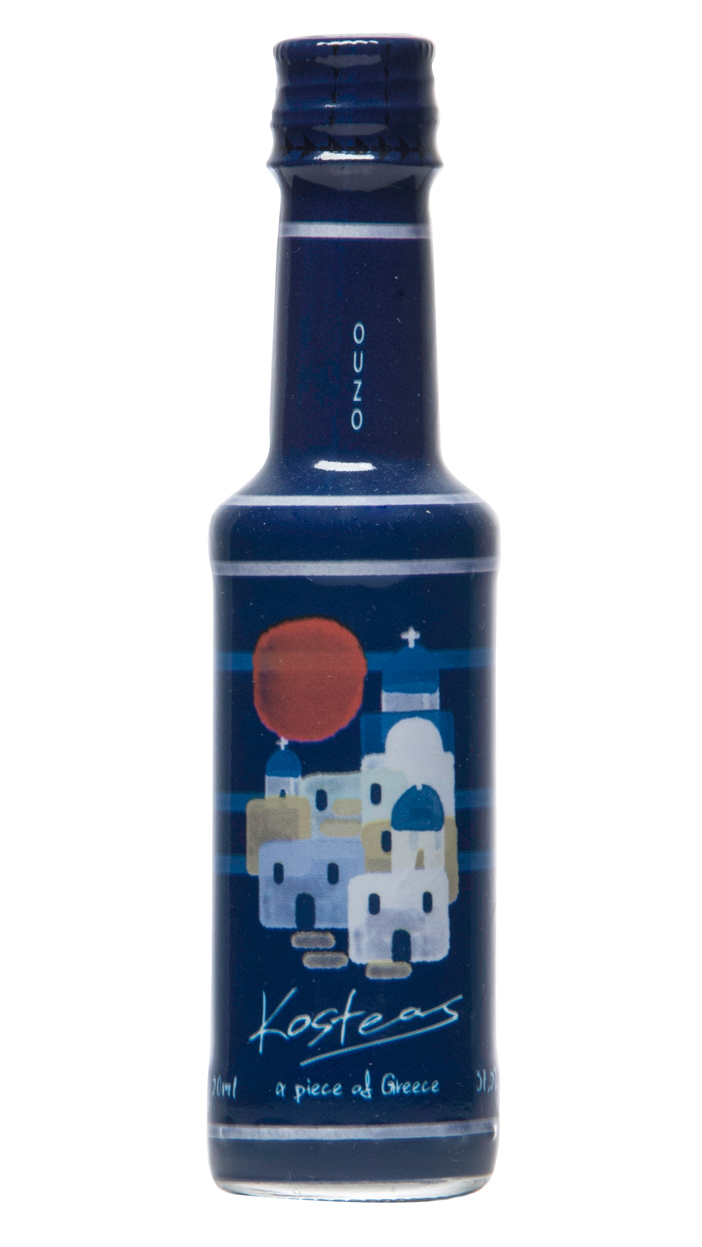 Ouzo verschiedene Motive (Santorini) 37,5% Kosteas 50mL