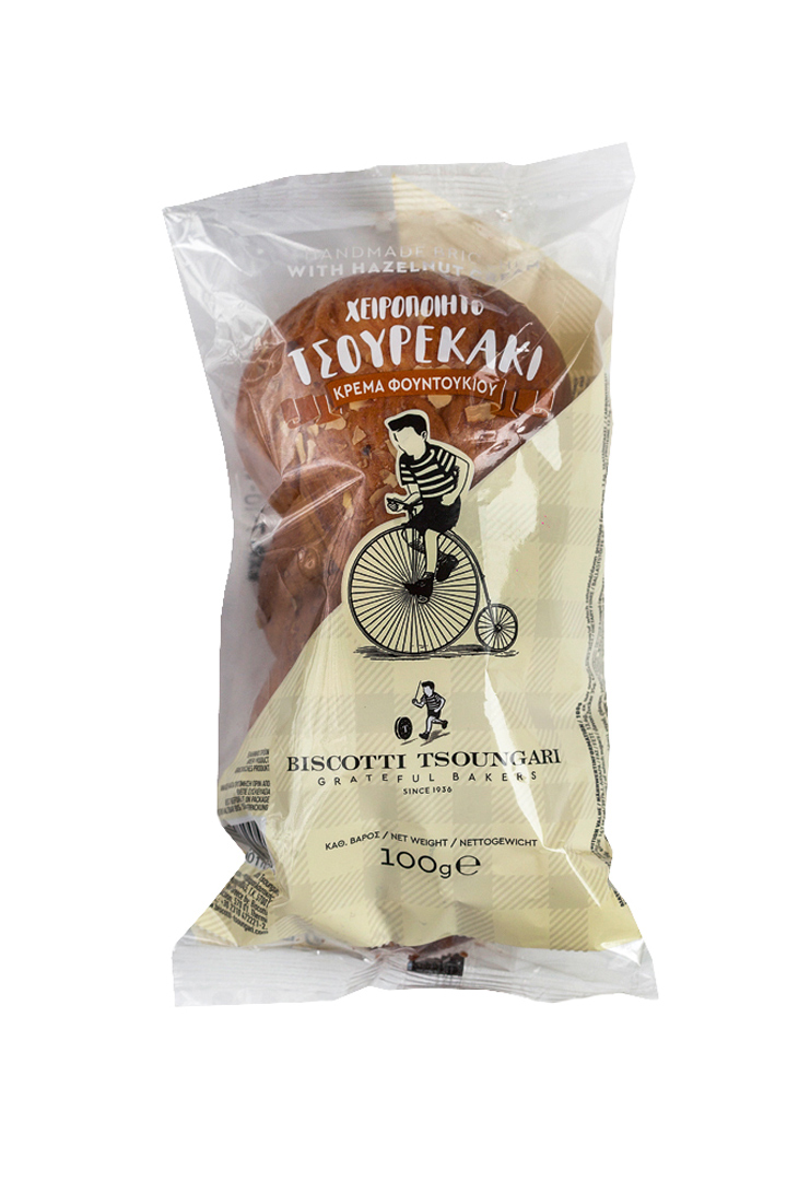 Hefegebäck Tsoureki gefüllt mit Haselnusscreme Biscotti 100g